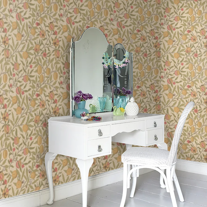 Fruit Wallpaper by William Morris - Limestone/Artichoke
