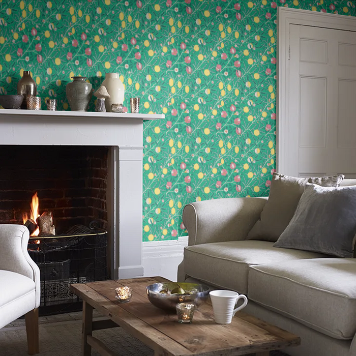 Fruit Wallpaper by William Morris - Tangled Green