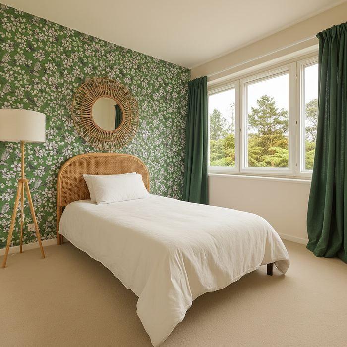 Bedroom with Fun Tails NZ Wallpaper - Green