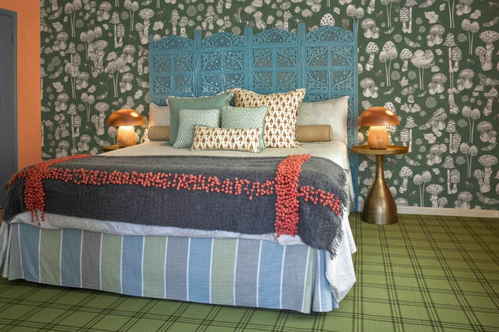 Fungi Forest Green Wallpaper - Mushroom Lamps