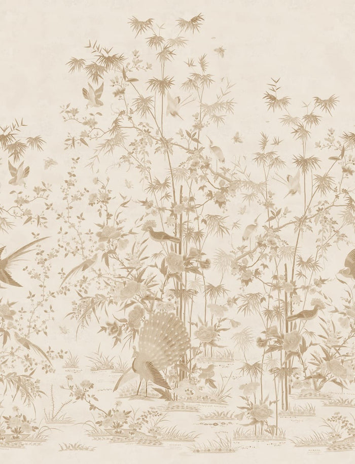 Garden of Serenity - Custom Sized Wallpaper Mural (per m2) - Beige