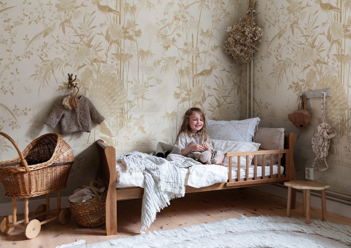 Garden of Serenity - Custom Sized Wallpaper Mural (per m2) - Beige