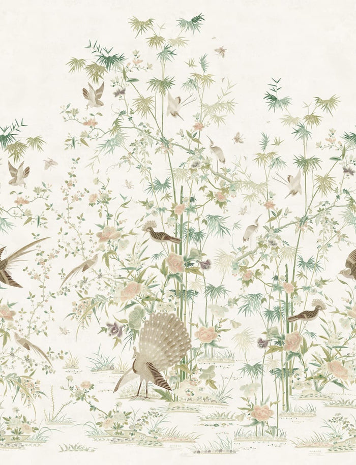 Garden of Serenity - Custom Sized Wallpaper Mural (per m2) - Light Grey