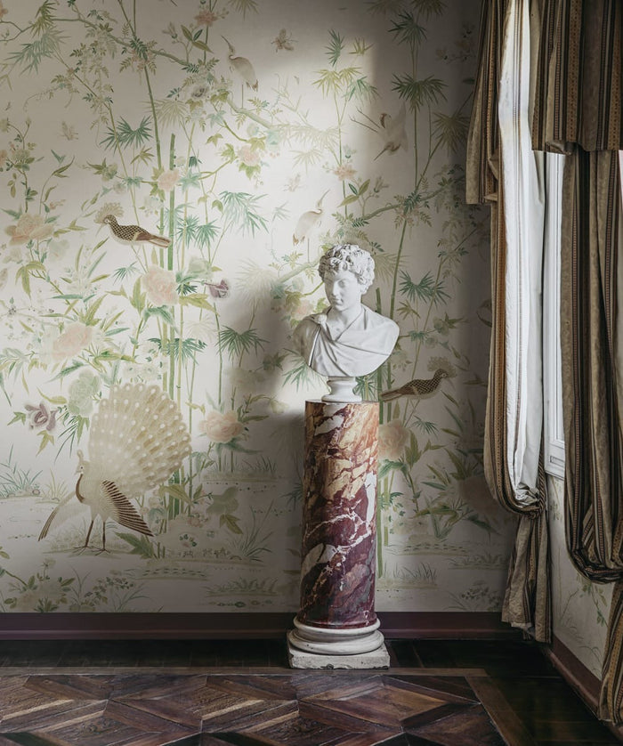 Garden of Serenity - Custom Sized Wallpaper Mural (per m2) - Light Grey