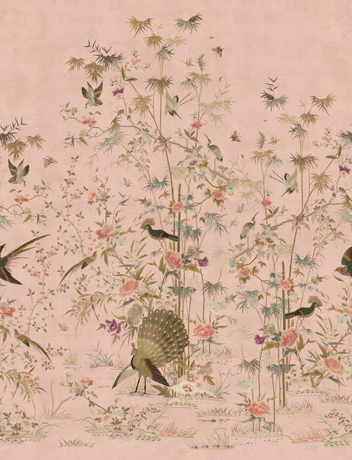 Garden of Serenity - Custom Sized Wallpaper Mural (per m2) - Pink