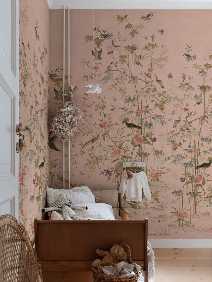 Garden of Serenity - Custom Sized Wallpaper Mural (per m2) - Pink