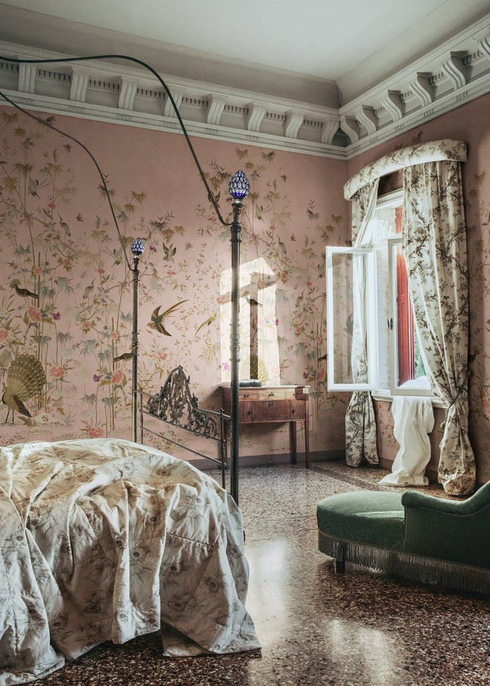 Garden of Serenity - Custom Sized Wallpaper Mural (per m2) - Pink