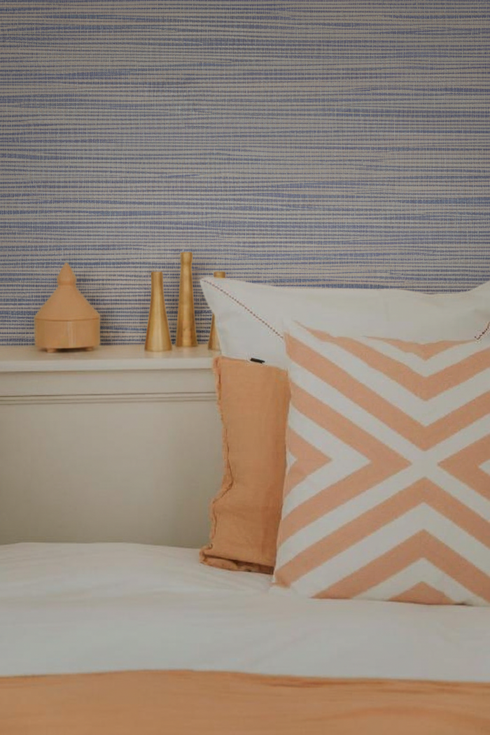 Genuine Grasscloth Wallpaper - Marine Blue Room Visualisation