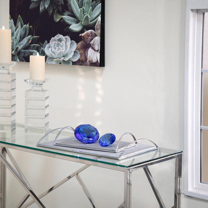 Glass Diamond Decor, 4.75", Blue - Adams Furniture