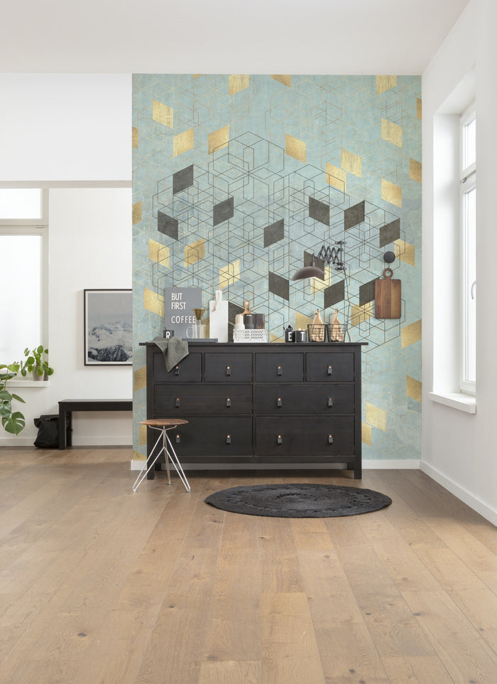 Gold Leaf Geo - Custom Sized Wallpaper Mural (per m2)