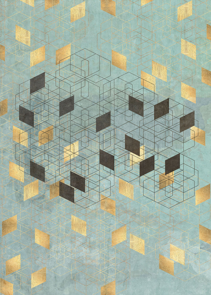 Gold Leaf Geo - Custom Sized Wallpaper Mural (per m2)