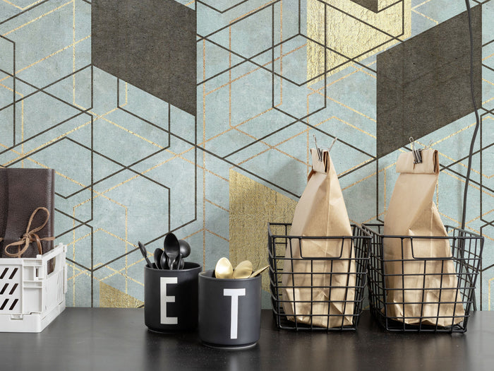 Gold Leaf Geo - Custom Sized Wallpaper Mural (per m2)