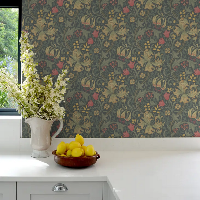 Golden Lily - Morris - Charcoal/Olive