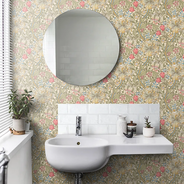 Golden Lily - William Morris - Green/Red
