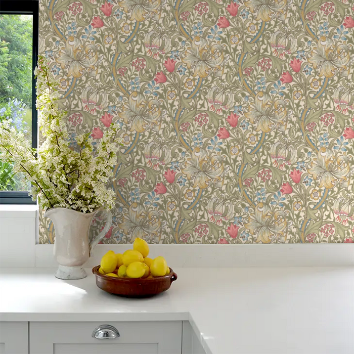 Golden Lily - William Morris - Green/Red
