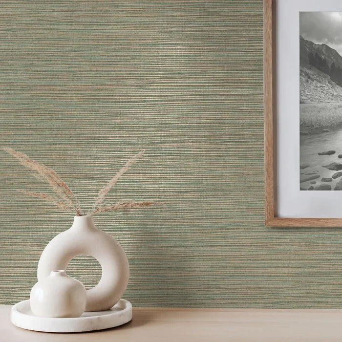 Grasscloth Wallpaper - Brown/Sage