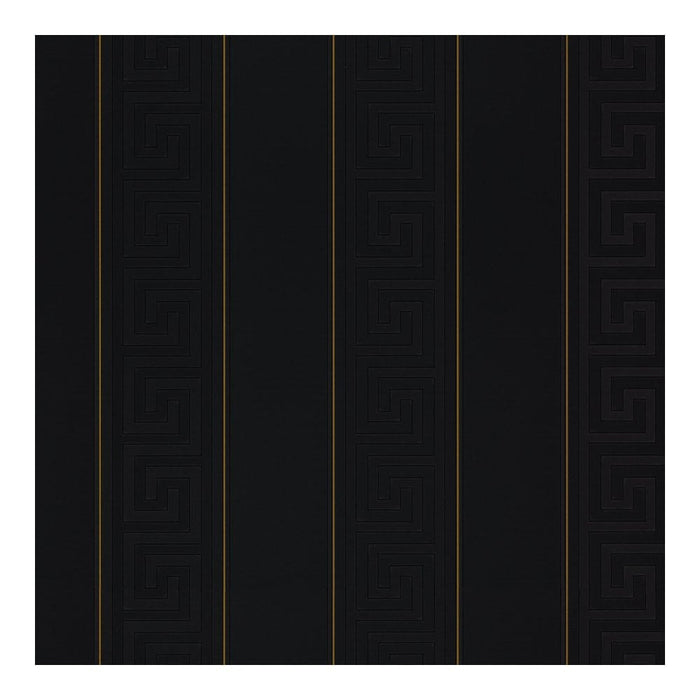 Versace Greek Key Stripe Wallpaper  - Black/Gold