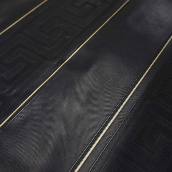Versace Greek Key Stripe Wallpaper  - Black/Gold