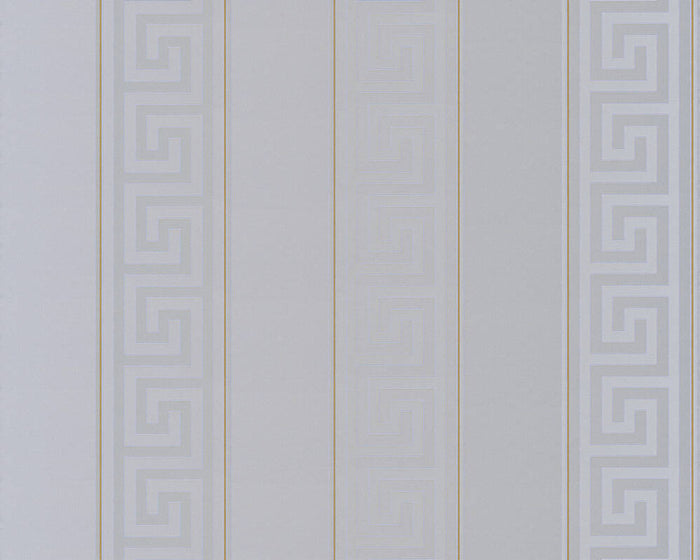 Versace Greek Key Stripe Wallpaper - Silver/Gold