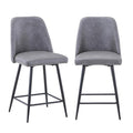 Grey Faux Leather Upholstered Stool (Set of 2) - Adams Furniture