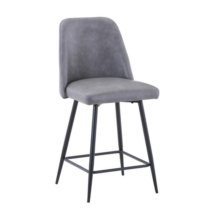 Grey Faux Leather Upholstered Stool (Set of 2) - Adams Furniture