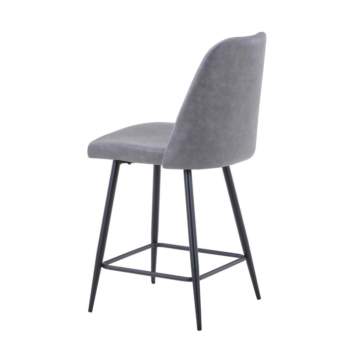 Grey Faux Leather Upholstered Stool (Set of 2) - Adams Furniture