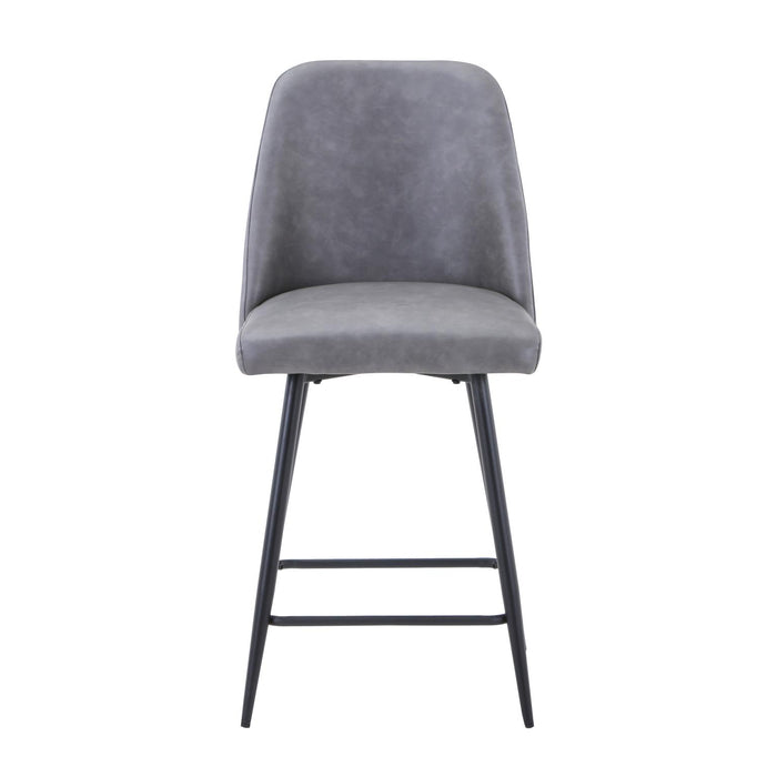 Grey Faux Leather Upholstered Stool (Set of 2) - Adams Furniture