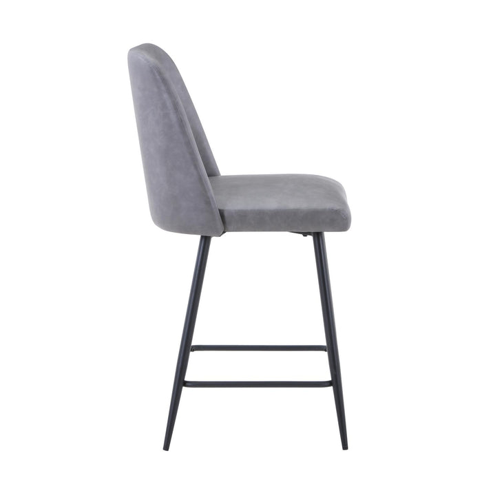 Grey Faux Leather Upholstered Stool (Set of 2) - Adams Furniture