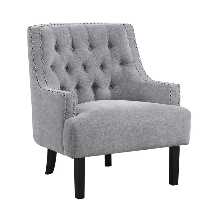 Grey Nailhead Accent Chair - Adams Furniture