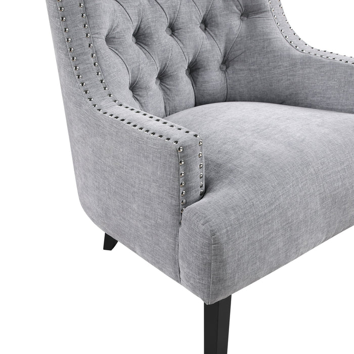 Grey Nailhead Accent Chair - Adams Furniture