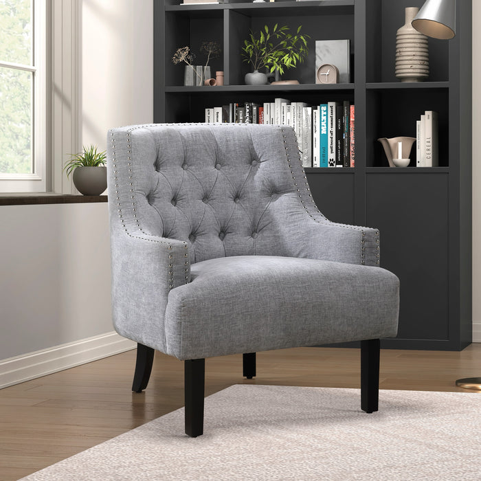 Grey Nailhead Accent Chair - Adams Furniture