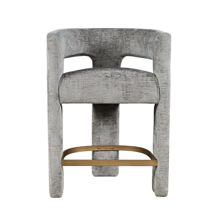 Grey Upholstered Stool - Adams Furniture