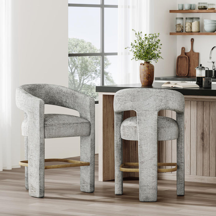 Grey Upholstered Stool - Adams Furniture