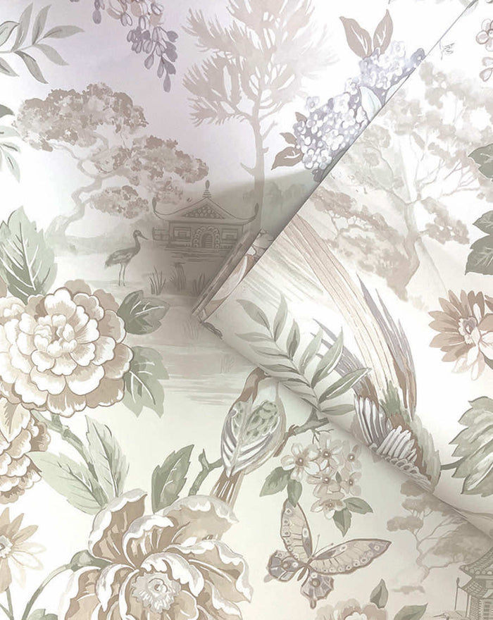 Roll of Hana wallpaper in Cream
