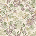 Hana wallpaper in Green/Cream, showing peony blooms and a long-tailed bird over a cream background