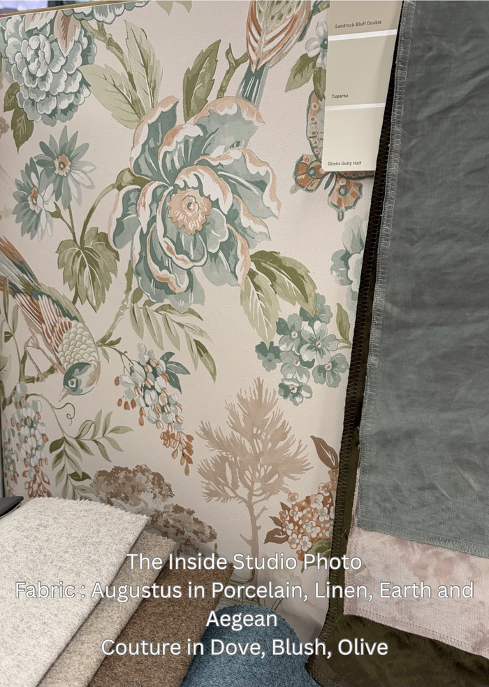 Hana – Japanese Floral Wallpaper – Teal/Orange
