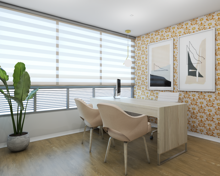 Happy Hippy Floral Wallpaper - Ochre Orange - Custom Mural Wallpaper (per m²)