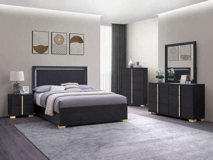 Harmony Full LED Panel Bed Black - Adams Furniture