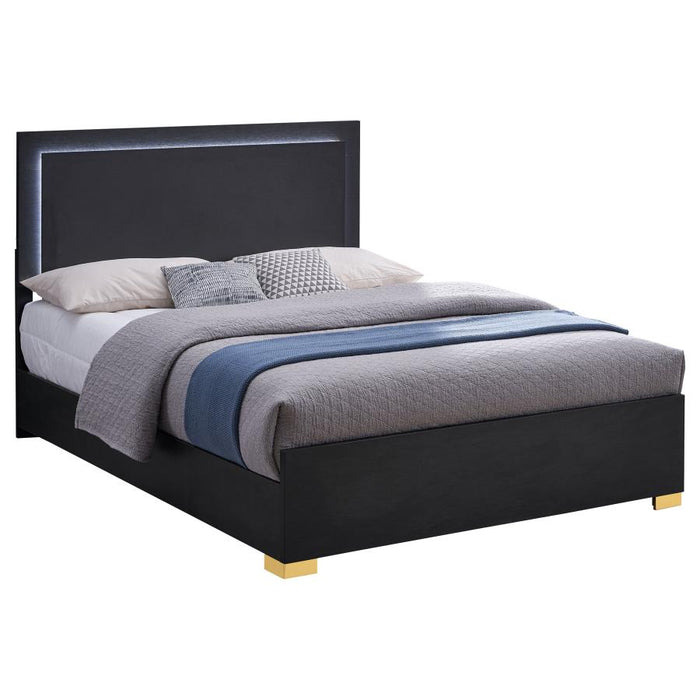 Harmony Queen LED Panel Bed Black - Adams Furniture