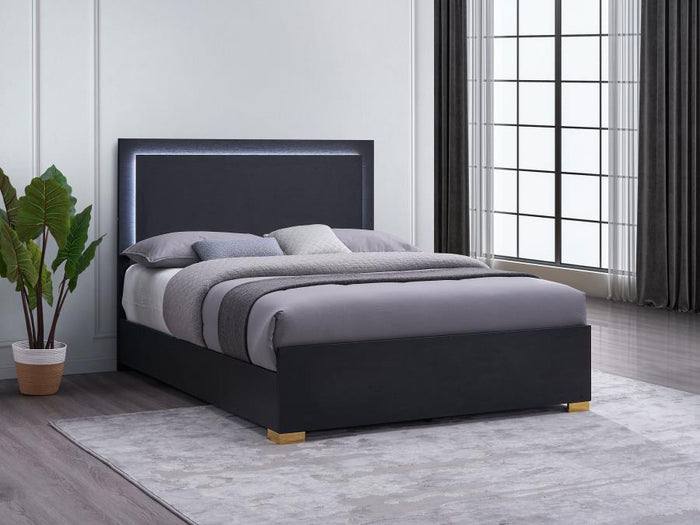 Harmony Queen LED Panel Bed Black - Adams Furniture