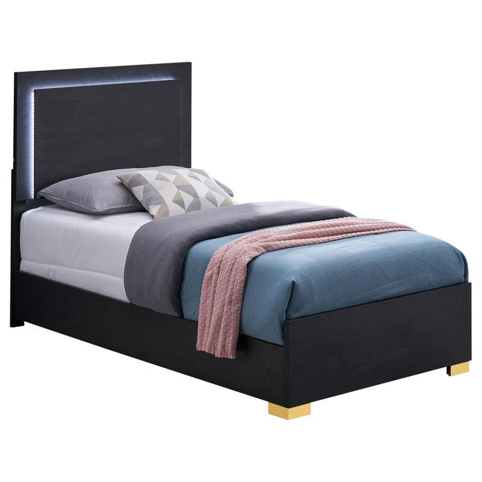 Harmony Twin LED Panel Bed Black - Adams Furniture