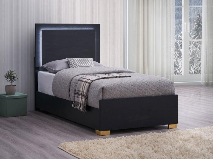 Harmony Twin LED Panel Bed Black - Adams Furniture