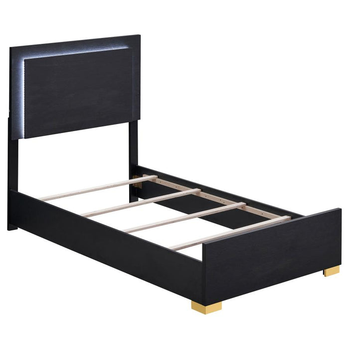 Harmony Twin LED Panel Bed Black - Adams Furniture