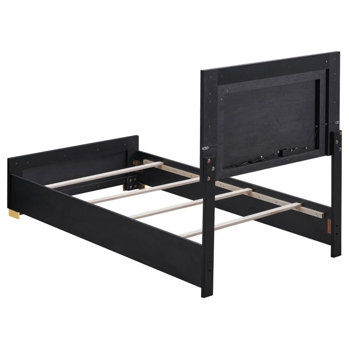 Harmony Twin LED Panel Bed Black - Adams Furniture