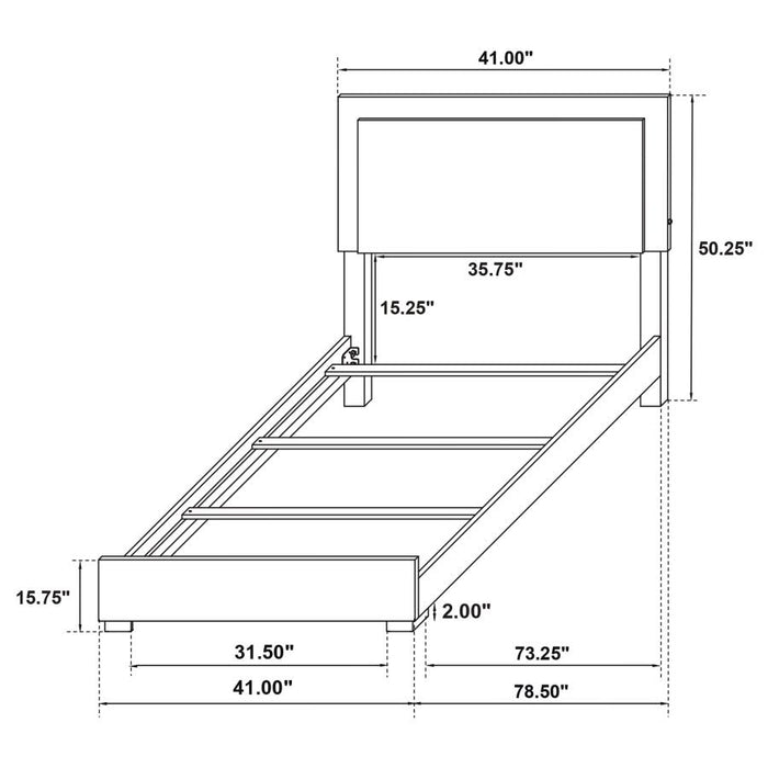 Harmony Twin LED Panel Bed Black - Adams Furniture