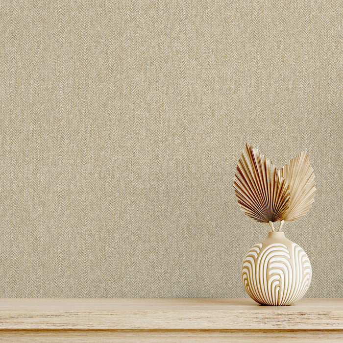 Harris Texture - Textured Herringbone Wallpaper - Natural
