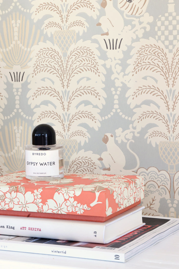 Hello Monkey Wallpaper - Pale Sage Green