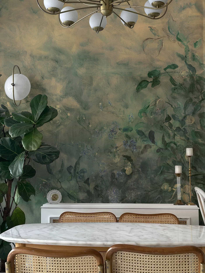 Heroidas Floral Oil Painting - Grapeleaf - Custom Sized Wallpaper Mural (per m2)