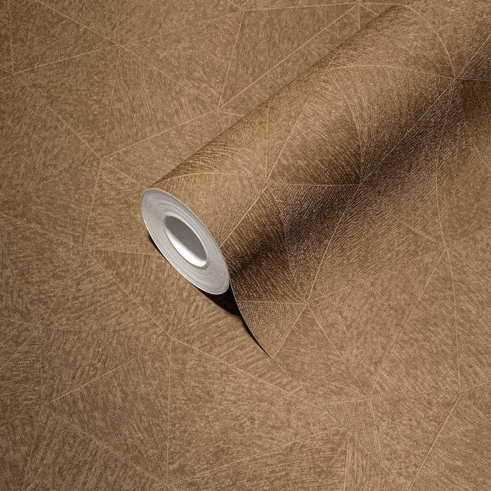 Hexagon Textured Vinyl Wallpaper - Ochre Brown