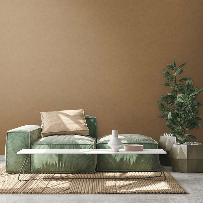 Hexagon Textured Vinyl Wallpaper - Ochre Brown